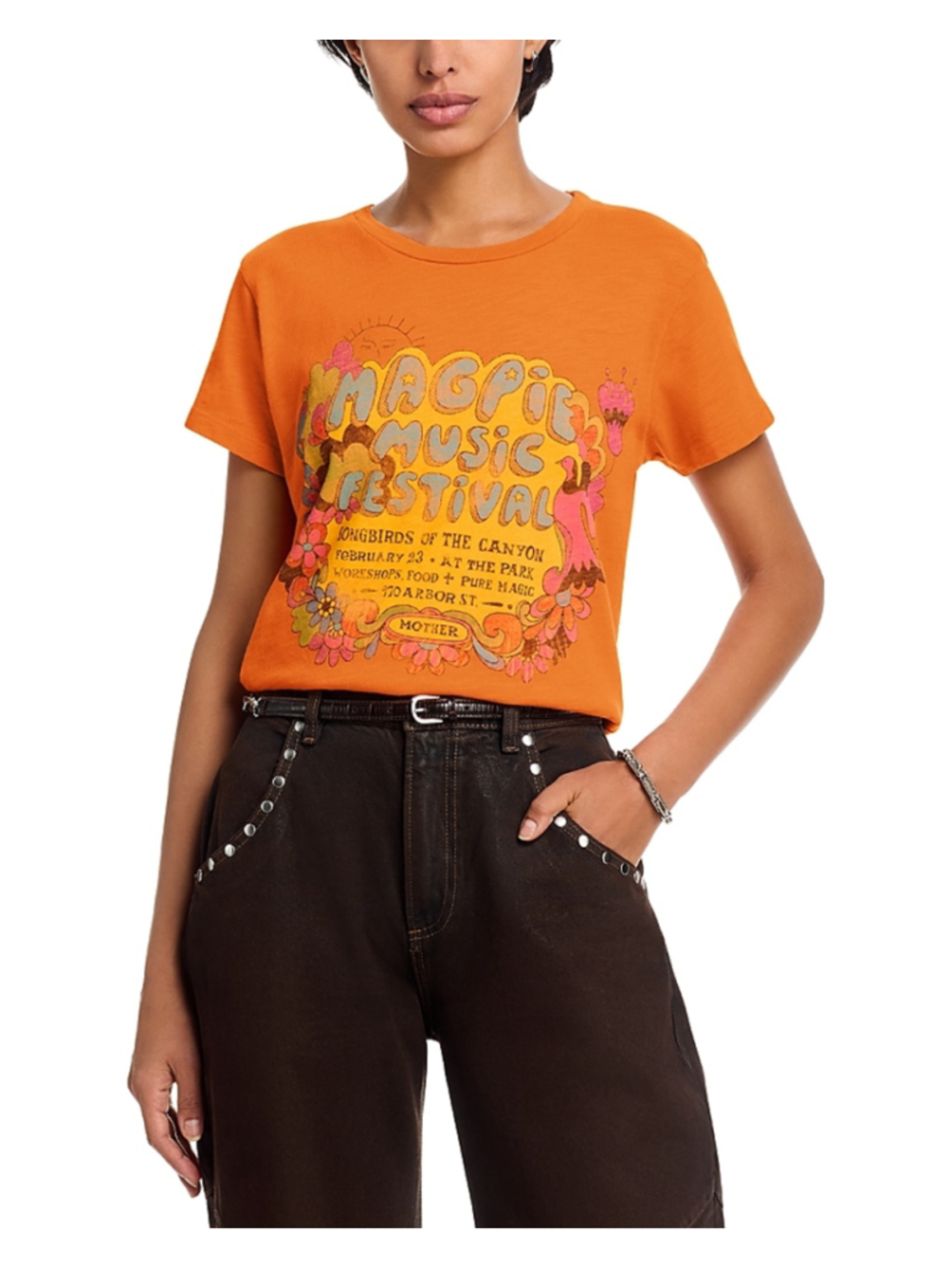 MOTHER The Sinful Magpie Music Graphic Tee Orange Size M